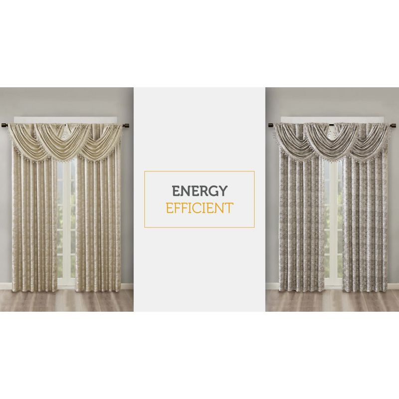 95"x50" Enid Jacquard Paisley Blackout Curtain Panel Champagne: SunSmart, Noise Reduction, Energy Efficient, Grommet Top