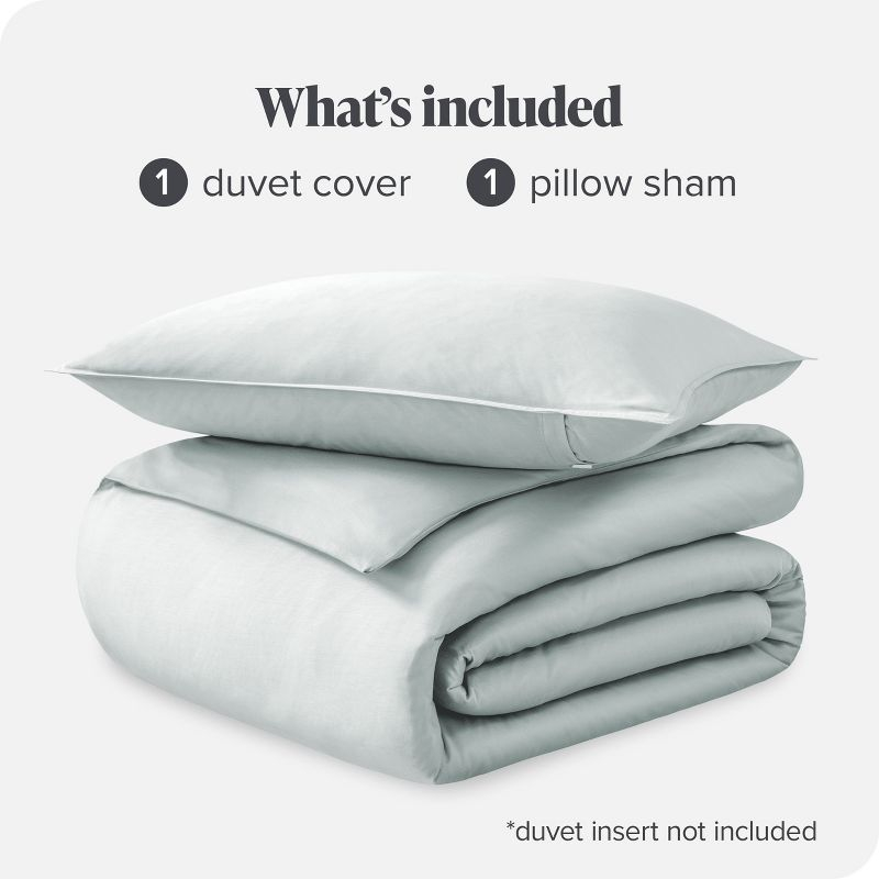 400 Thread Count Organic Cotton Sateen Twin/Twin XL Duvet Cover and Sham Set Winter Blue by Bare Home