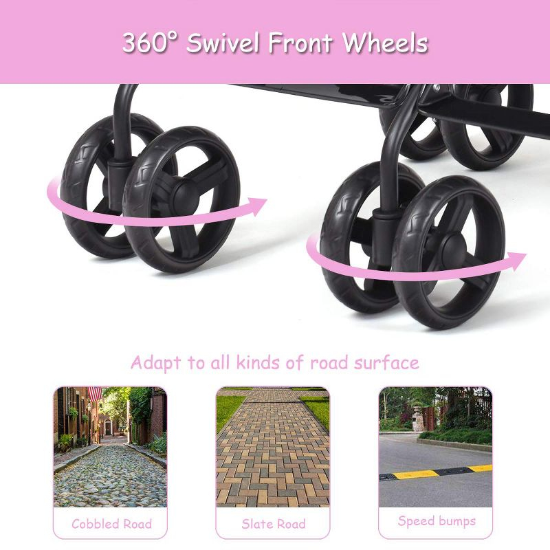Infans Double Light-Weight Stroller, Travel Foldable Design, Twin Umbrella Stroller with 5-Point Harness, Cup Holder, Sun Canopy for Baby, Toddlers