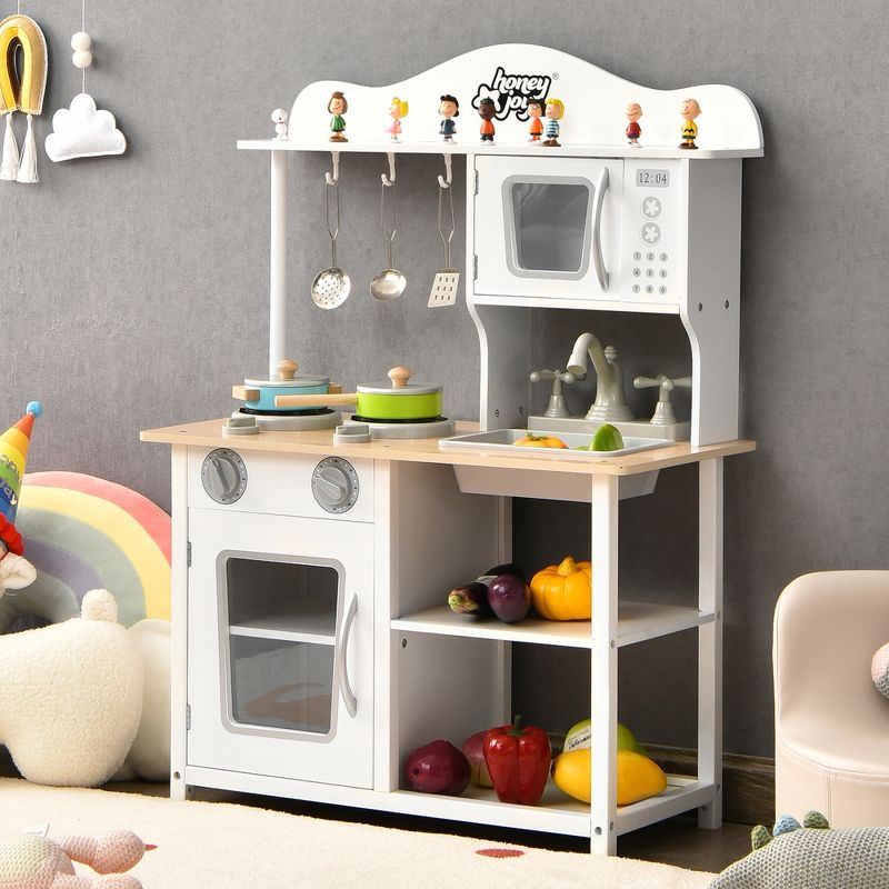 Costway Wooden Pretend Play Kitchen Set for Kids Toddlers w/ Accessories & Sink