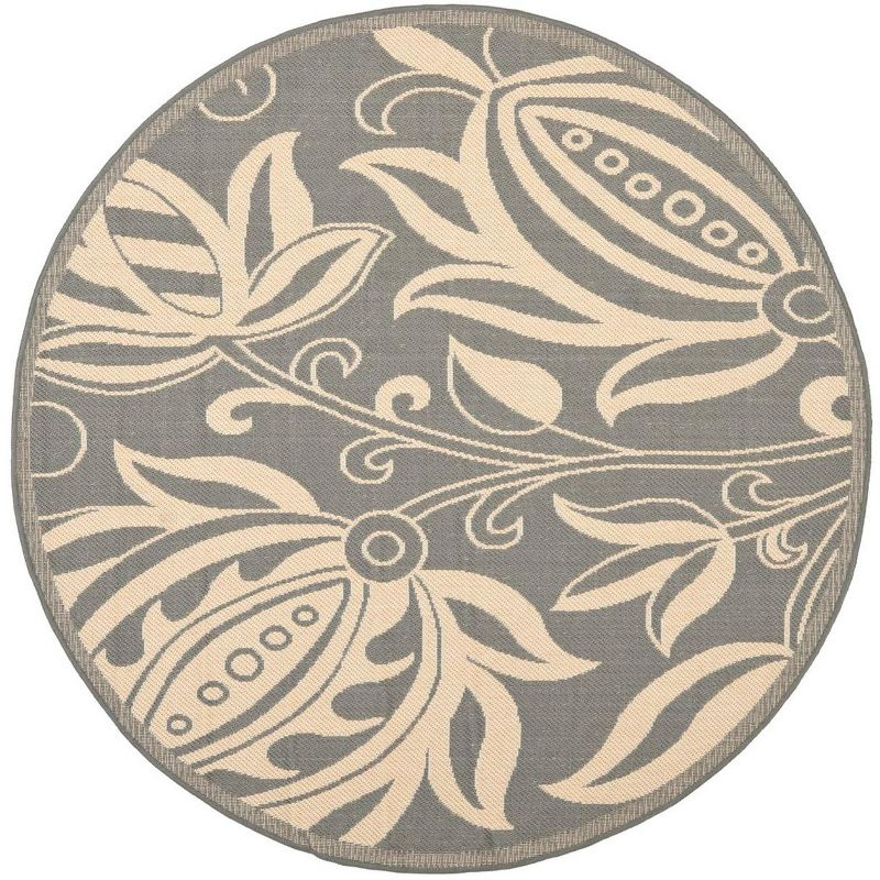 Courtyard CY2961 Power Loomed Indoor and Outdoor Area Rug - Grey/Natural - 7'10" Round - Safavieh