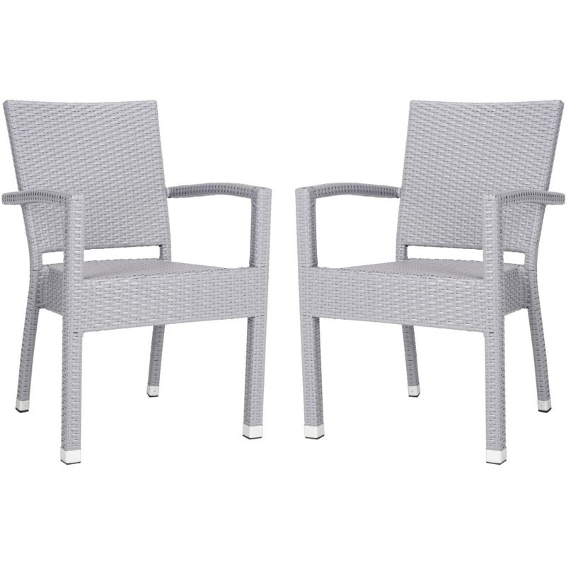 Kelda Stackable Arm Chair Indoor/Outdoor (Set Of 2) - PAT4004 - Grey - Safavieh