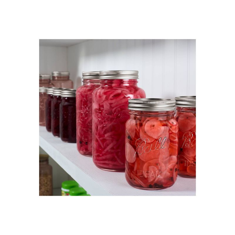Ball 16oz 4pk Glass Regular Mouth Rose Vintage Mason Jar with Lid and Band: Pink Canning Jars, Dishwasher-Safe