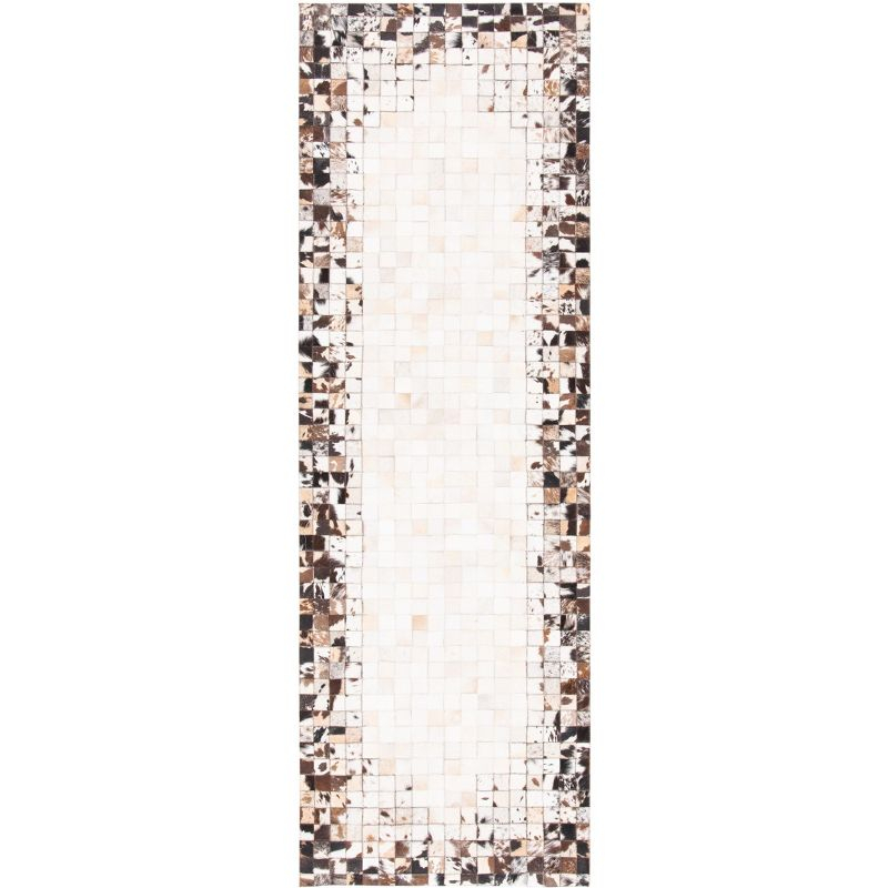 Studio Leather STL215 Hand Woven Runner Rug - Ivory/Dark Brown - 2'3"x7' - Safavieh.