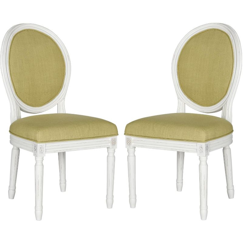Holloway 19" H French Brasserie Oval Side Chair (Set of 2) - FOX6228 - Spring Green/Cream - Safavieh Couture
