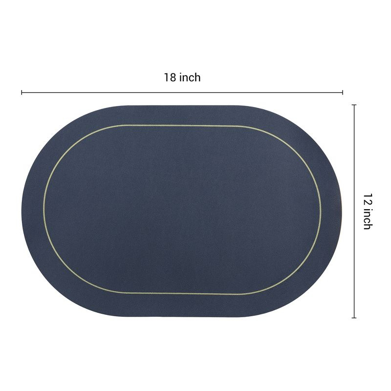 REGALWOVEN Faux Leather Kitchen Washable Heat Resistant Table Placemats 6 Pcs Blue/Yellow