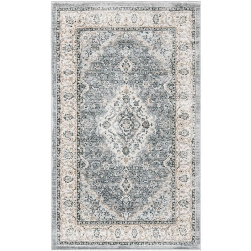 Isabella ISA919 Power Loomed Area Rug - Grey/Cream - 4'x6' - Safavieh
