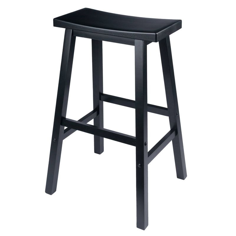 29" Satori Saddle Seat Barstool Black - Winsome: Solid Wood, High-Top Counter, Backless Design