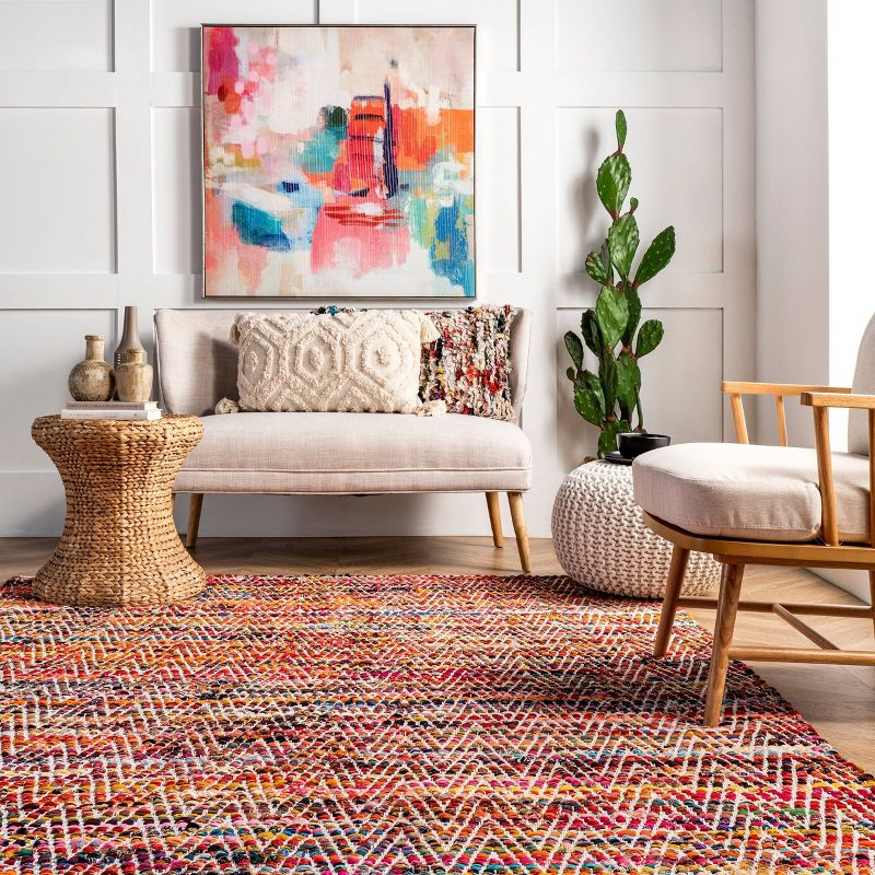 3'x5' Hand Woven Chevron Rochell Area Rug Magenta - nuLOOM: Flatweave, Contemporary, Indoor, Polyester & Cotton