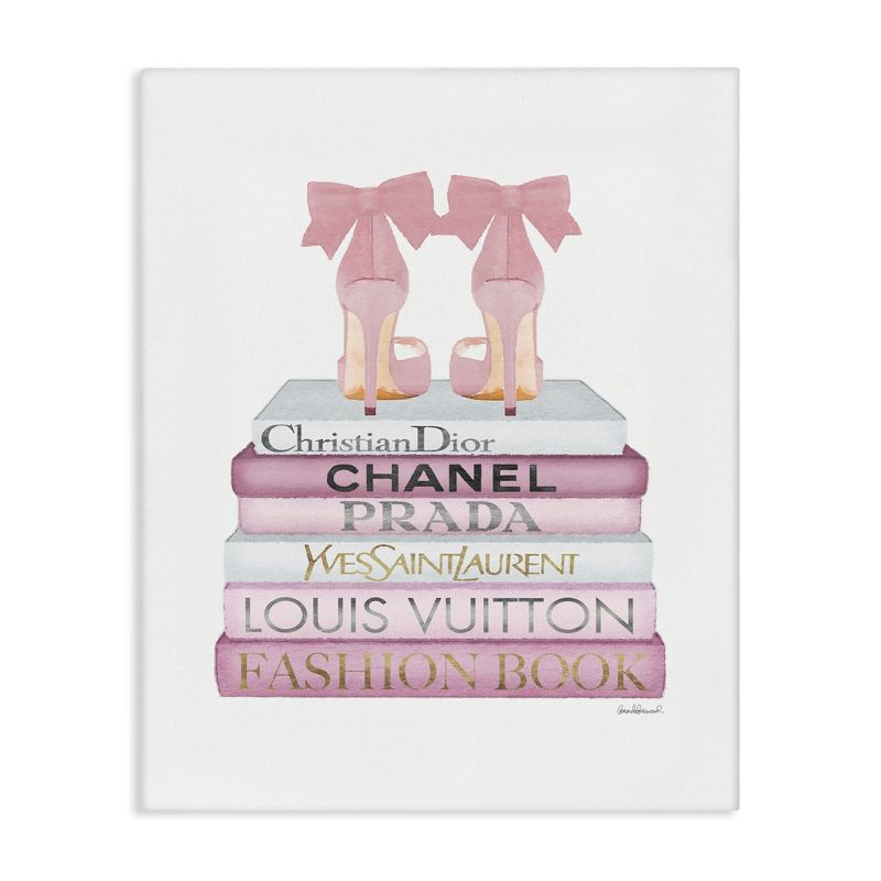 Stupell Industries Pastel Pink Heels & Books Canvas Art, 30" x 40"
