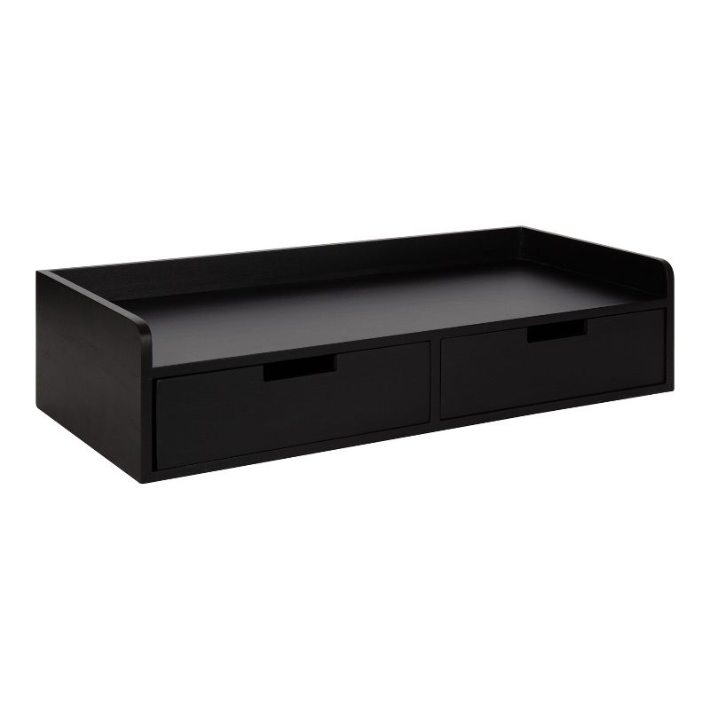 Kate and Laurel Kitt Rectangle Wood Floating Console Table, 28x12x6.5, Black