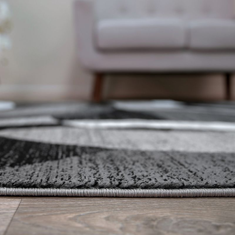 World Rug Gallery Geometric Circles Area Rug - Gray 5'x6'6" Oval