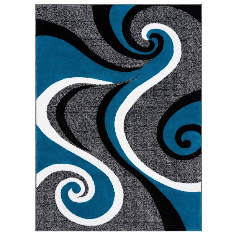 Luxe Weavers Contemporary Abstract Geometric Swirl Area Rug, Turquoise 4x5