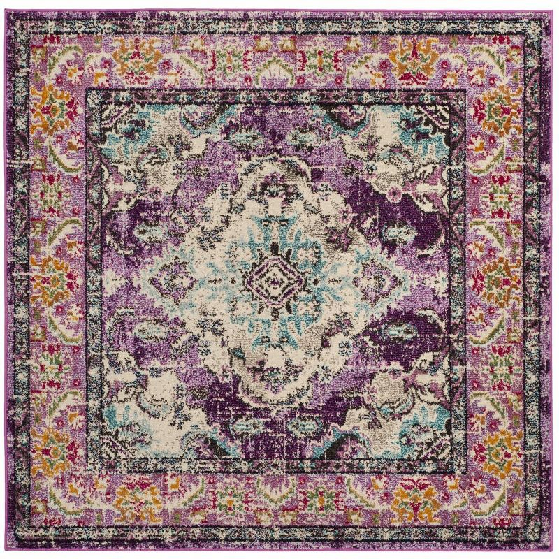 Monaco MNC243 Power Loomed Indoor Area Rug - Violet/Light Blue - 5'x5' - Safavieh.