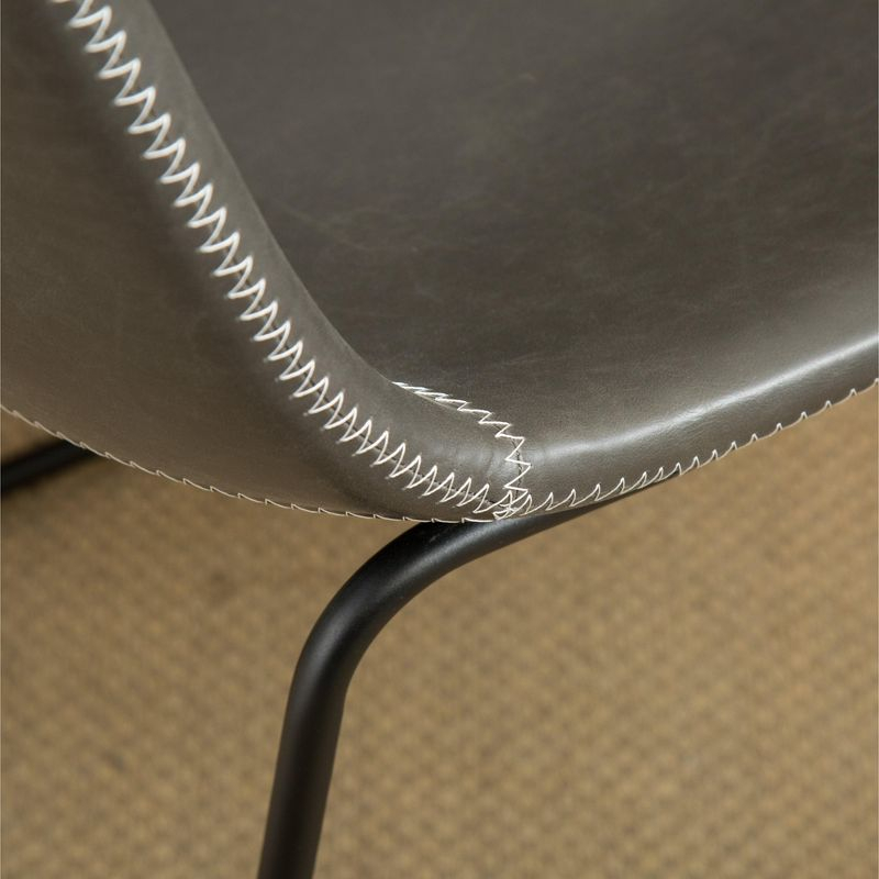 Roundhill Furniture Lotusville Vintage PU Leather Dining Chairs, Antique Gray, Set of 2