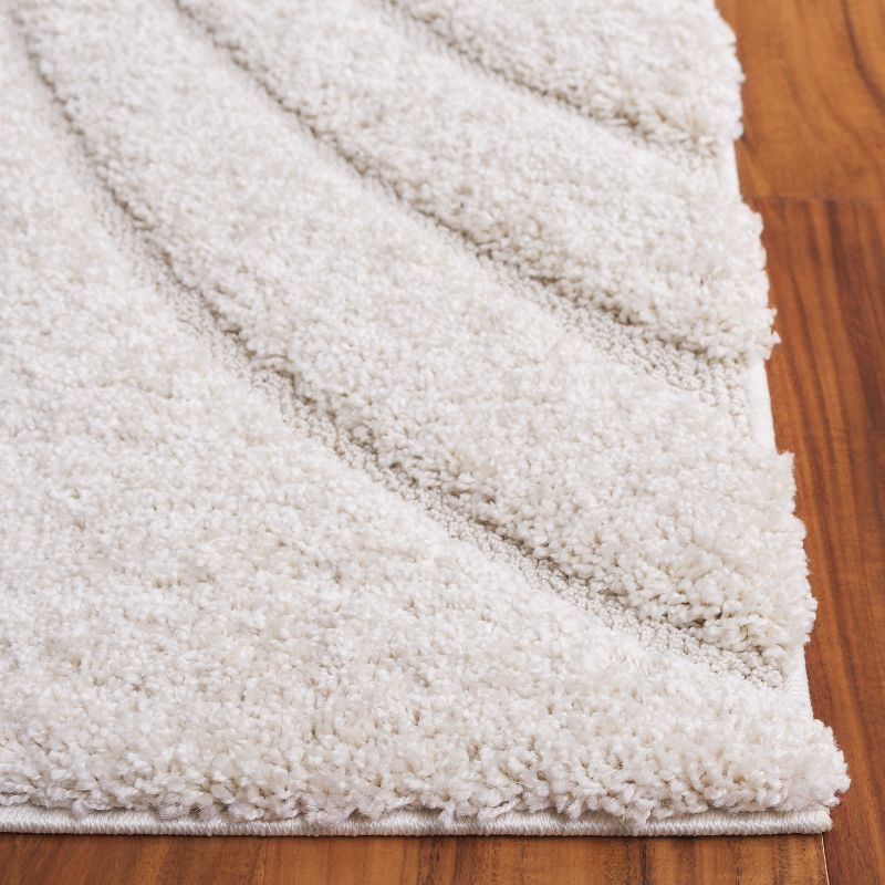 Florida Shag SG471 Power Loomed Indoor Accent Rug - Cream/Blue - 4'x4' Square - Safavieh