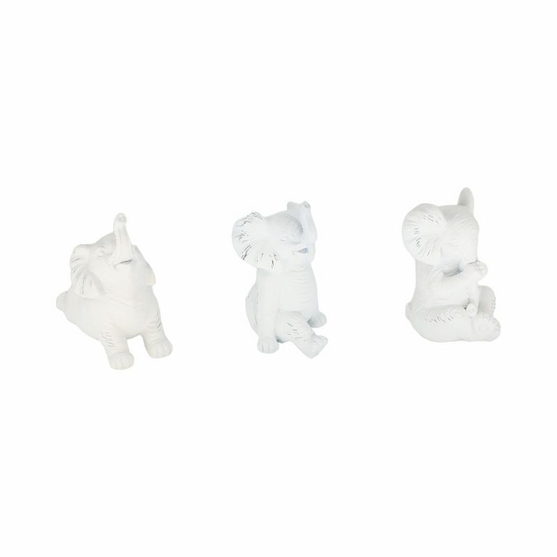 Sagebrook Home Set of 3 Yoga Elephant Figurines - Classic White Polyresin Sculpture of Yoga Posed Eleplants - Home, Office, Yoga Studio Decor -
