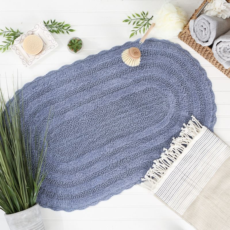 Design Imports Stonewash Blue Large Oval Crochet Bath Mat
