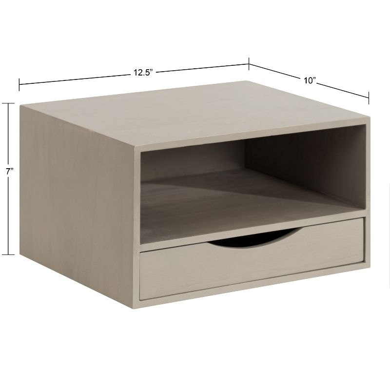 Kate and Laurel Hutton Rectangle Wood Floating Side Table, 12.5x10x7, Gray
