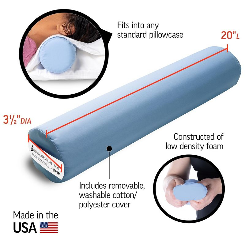 The Original McKenzie Cervical Roll by OPTP, Neck Support Pillow for Neck and Back Pain - Round Pillow for Sleeping Support and Cervical Pain Relief