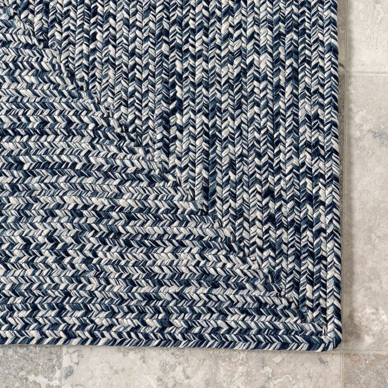 Nuloom Wynn Striped Oval 8x10 Indoor/Outdoor Area Rug for Living Room Patio Deck Front Porch Kitchen, Navy/Ivory