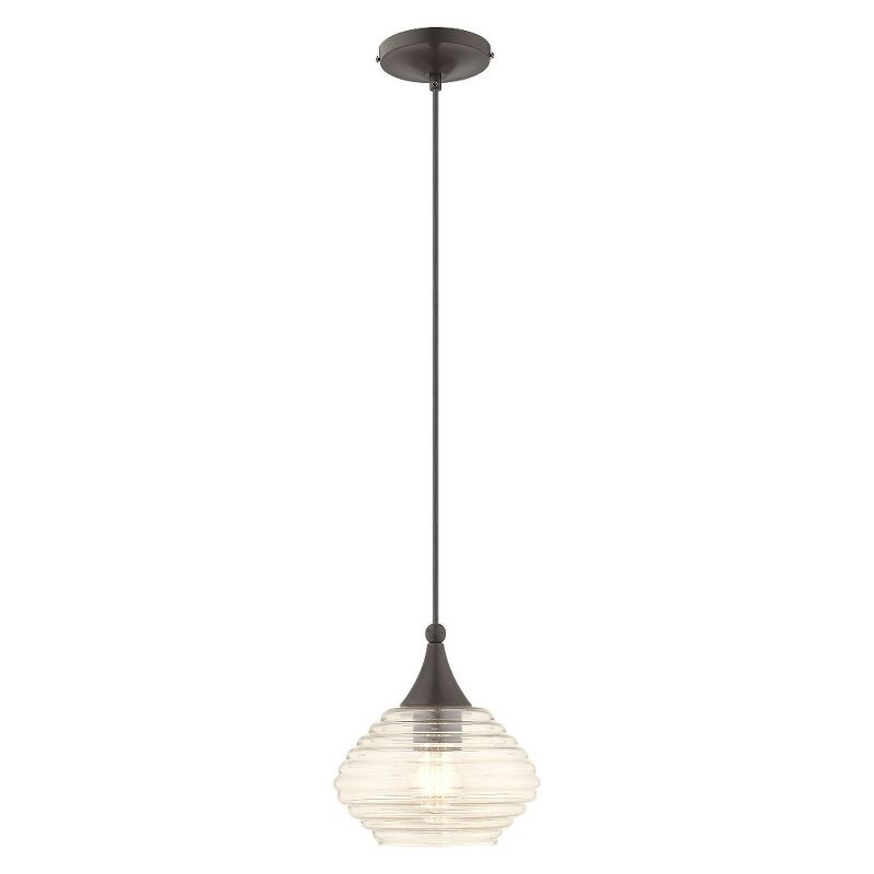 Livex Lighting Art Glass 1 - Light Pendant in  English Bronze