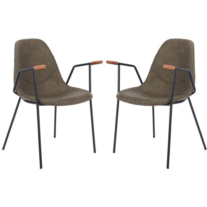 Tanner Mid-Century Dining Chair (Set of 2) - DCH3001 - Olive/Black - Safavieh