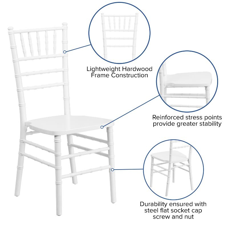 Flash Furniture HERCULES Series White Wood Chiavari Chair