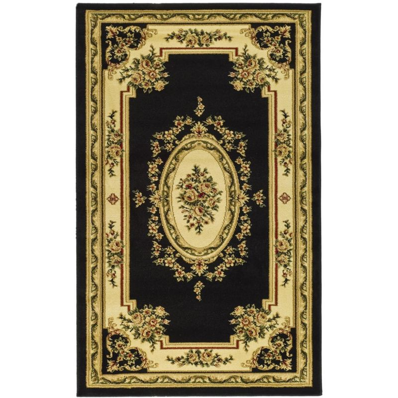 Lyndhurst LNH218 Power Loomed Accent Rug - Black/Ivory - 3'3"x5'3" - Safavieh