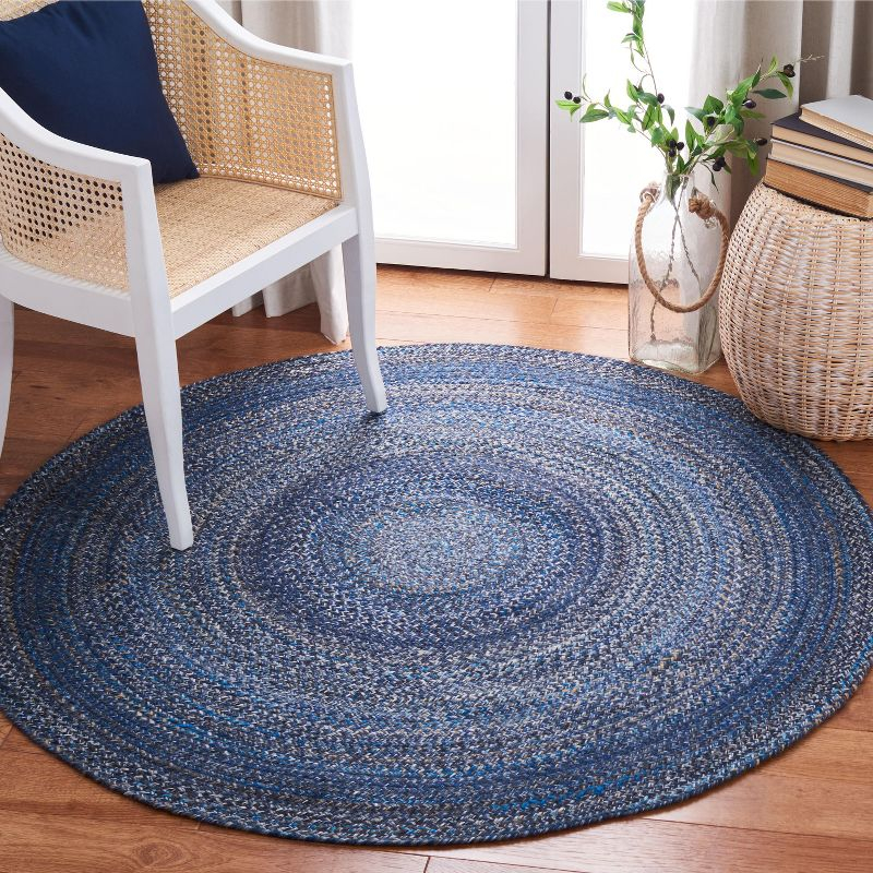 Braided BRD851 Hand Braided Area Rug - Navy - 6' Round - Safavieh.