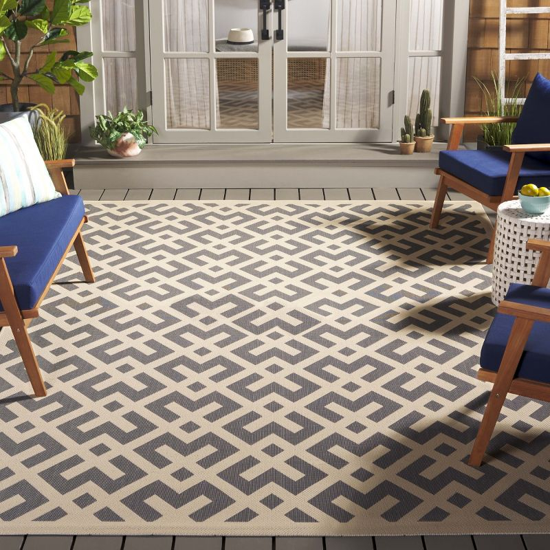 Courtyard CY6915 Power Loomed Indoor and Outdoor Area Rug - Grey/Bone - 6'7"x6'7" - Safavieh