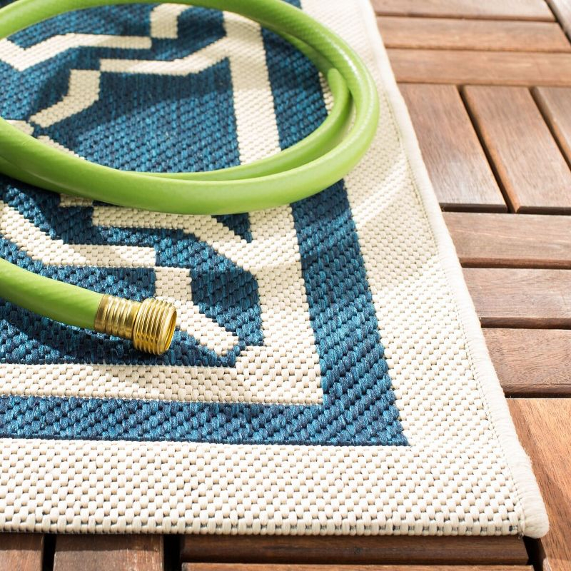Courtyard CY6916 Power Loomed Indoor and Outdoor Area Rug - Navy/Beige - 6'7"x6'7" - Safavieh
