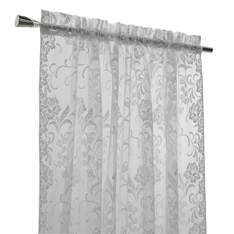 Habitat Limoges Sheer Rod Pocket Timeless and Naturalistic Floral Designs Curtain Panel 55" x 84" White