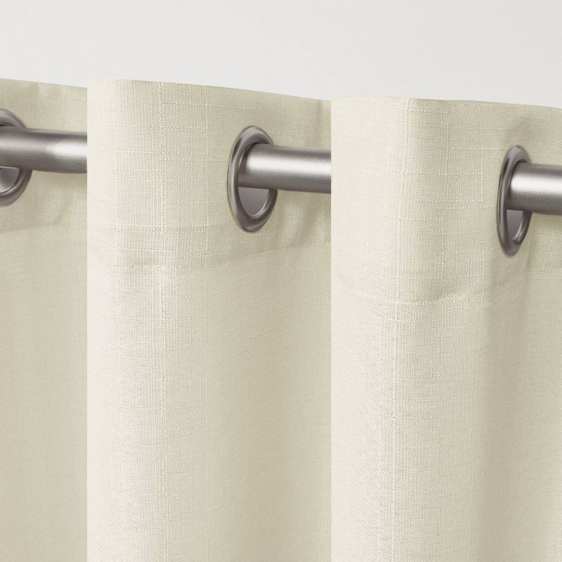 Set of 2 (96"x54") Loha Linen Grommet Top Light Filtering Curtain Panel Ivory - Exclusive Home: Modern Polyester Drapes