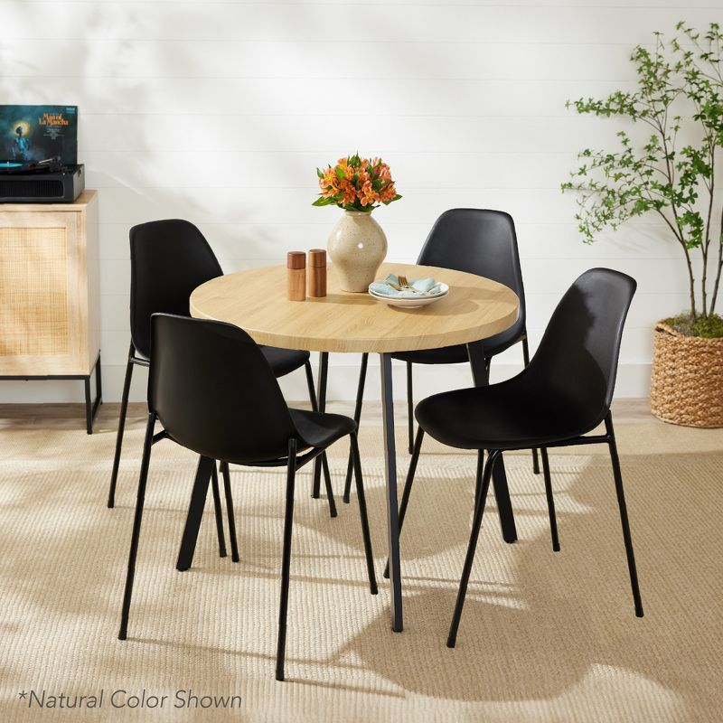 Best Choice Products 35.5in Mid-Century Modern Round Dining Table w/ Steel Legs, Adjustable Feet - Black