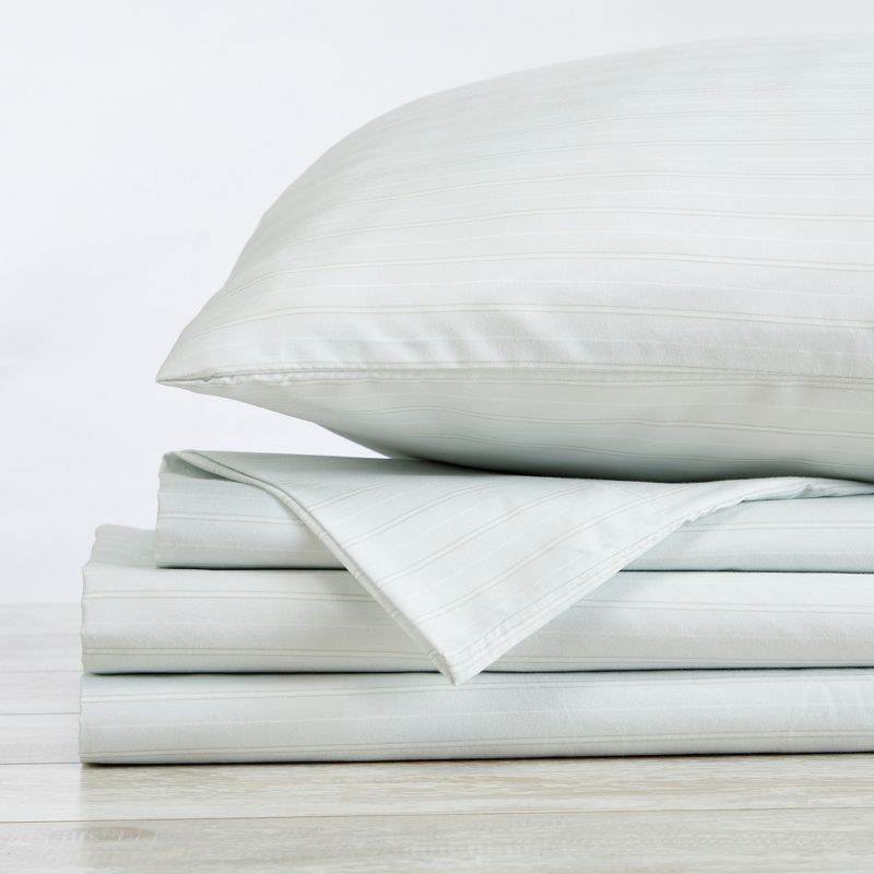 Striped Ultra-Soft Microfiber Sheet Set - Great Bay Home (Full, Light Grey)