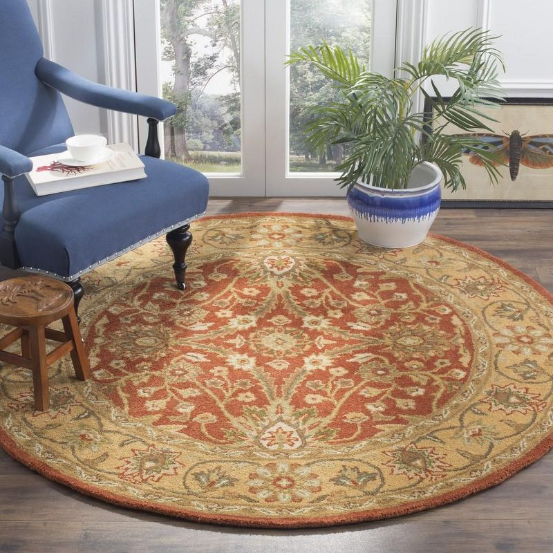 Antiquity AT249 Hand Tufted Area Rug - Rust/Gold - 6' Round - Safavieh.