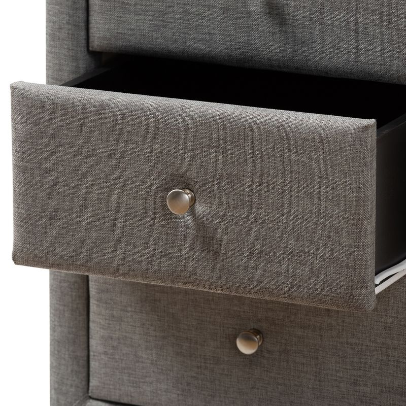 Tessa 3 Drawer Nightstand Gray - Baxton Studio: Contemporary Design, Chrome Knobs, Bedroom Storage