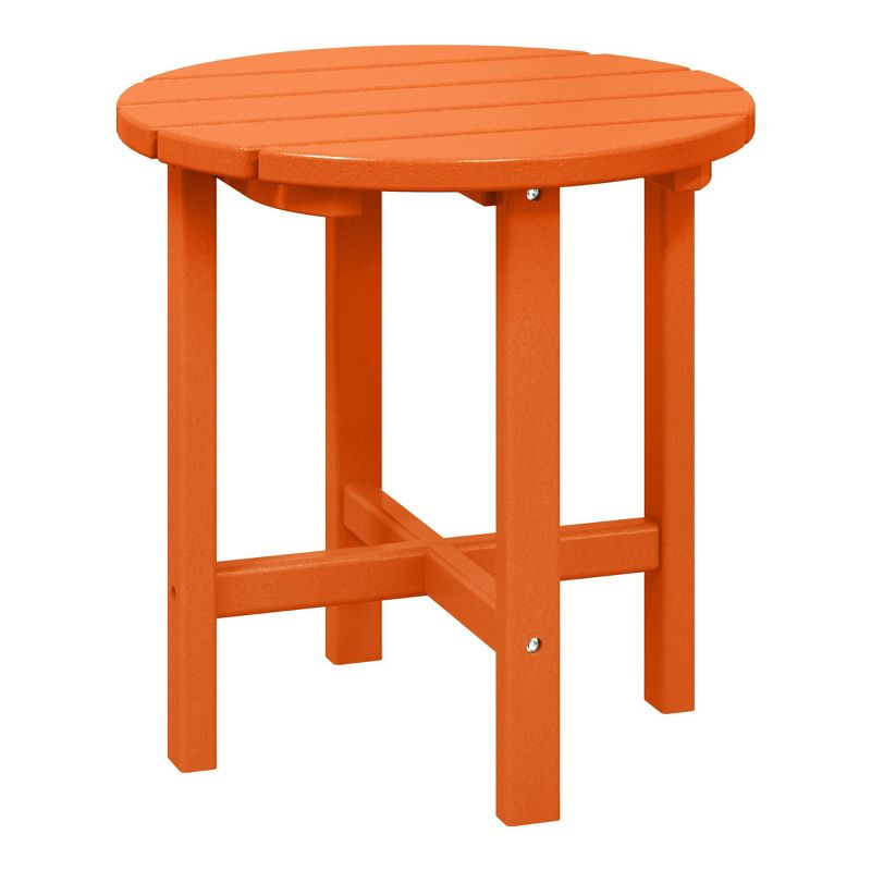 WestinTrends All-Weather Outdoor Patio Round Poly Adirondack Side Table, Orange