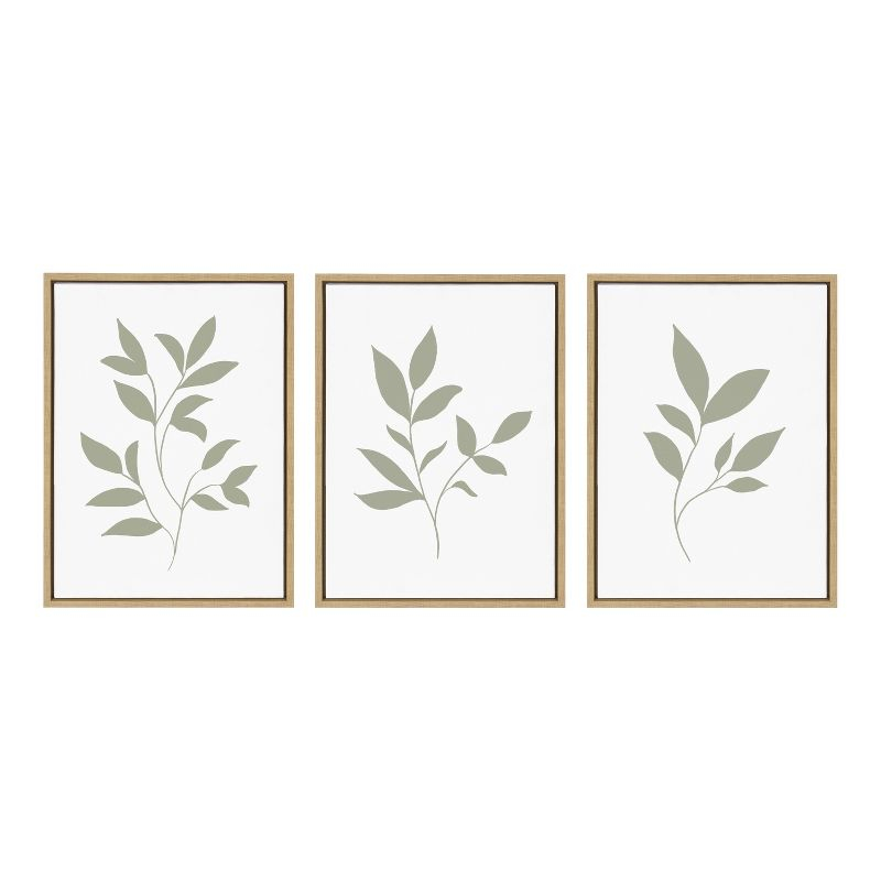 Kate and Laurel Sylvie Modern Sage Green Botanical Outdoor Nature Print 1, 2 and 3 Framed Canvas by The Creative Bunch Studio, 3 Piece 18x24, Natural