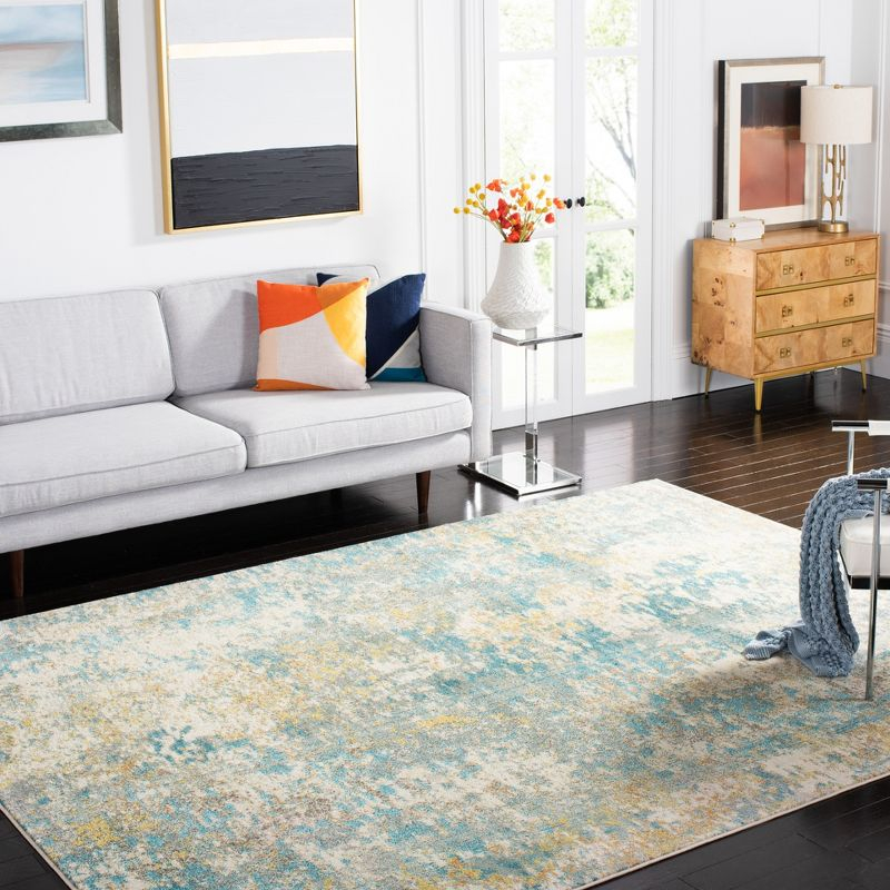 Madison MAD453 Power Loomed Indoor Area Rug - Teal/Gold - 8'x10' - Safavieh