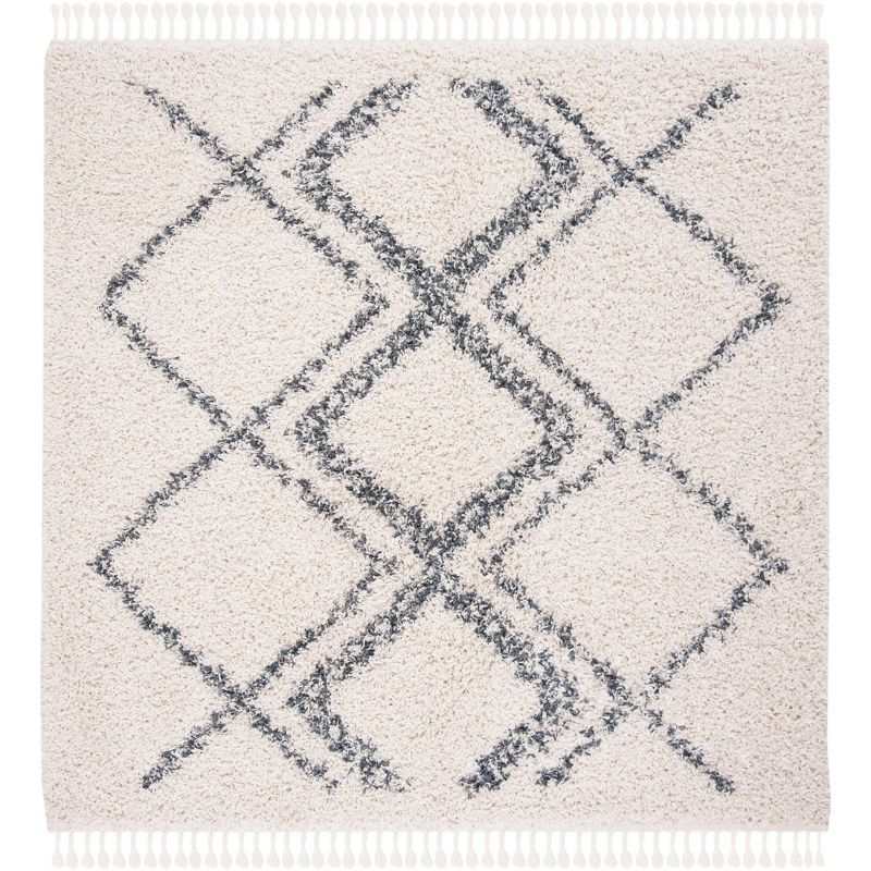 Pro Lux Shag PLX432 Power Loomed Area Rug - Cream/Blue - 5'1"x5'1" - Safavieh.