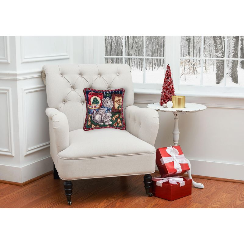 C&F Home 14" x 14" Scotty Dog Christmas Needlepoint Pillow