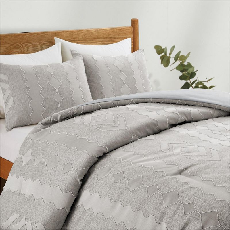 Peace Nest 3 Piece Tufted Clipped Microfiber Comforter Set, Beige, Twin, 66"x92"