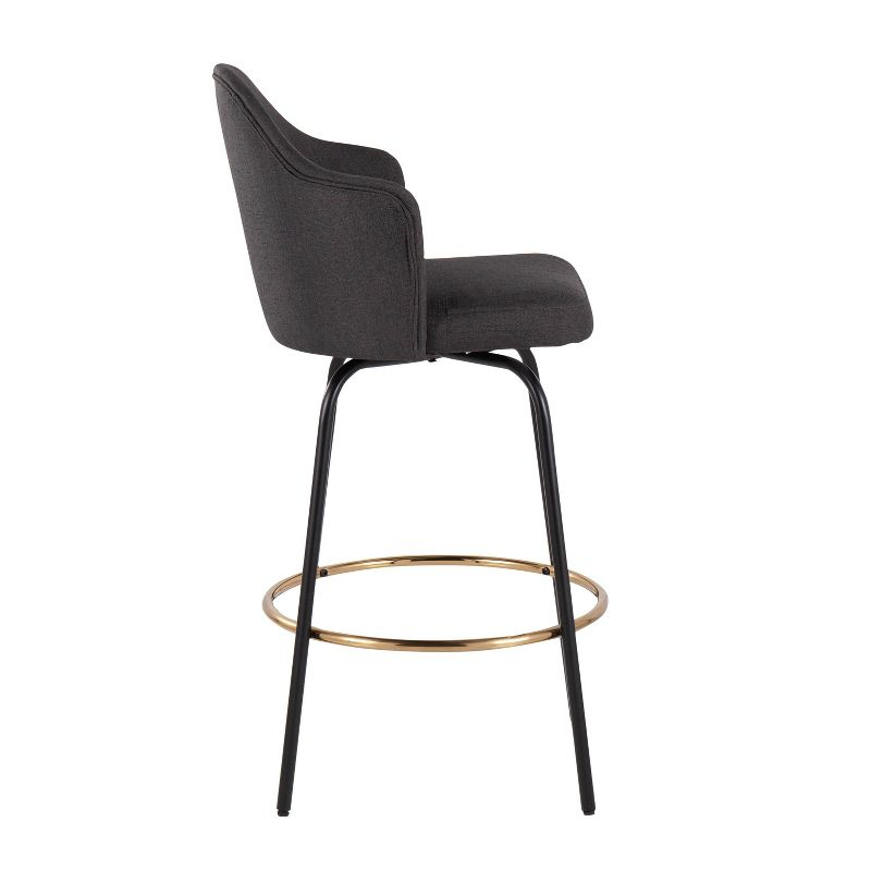 Set of 2 Ahoy Counter Height Barstools with Swivel Seat, Metal Frame - LumiSource: Upholstered, Fixed Height