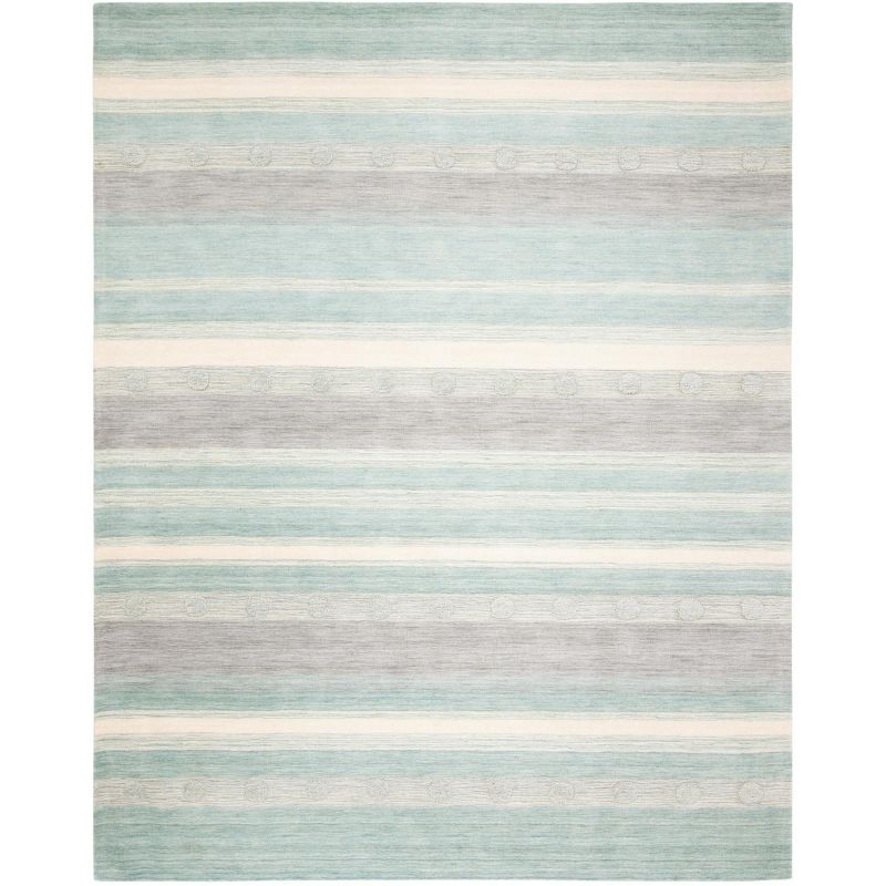 Hampton HTN231 Power Loomed Indoor/Outdoor Area Rug - Aqua/Ivory - 8'x10' - Safavieh.