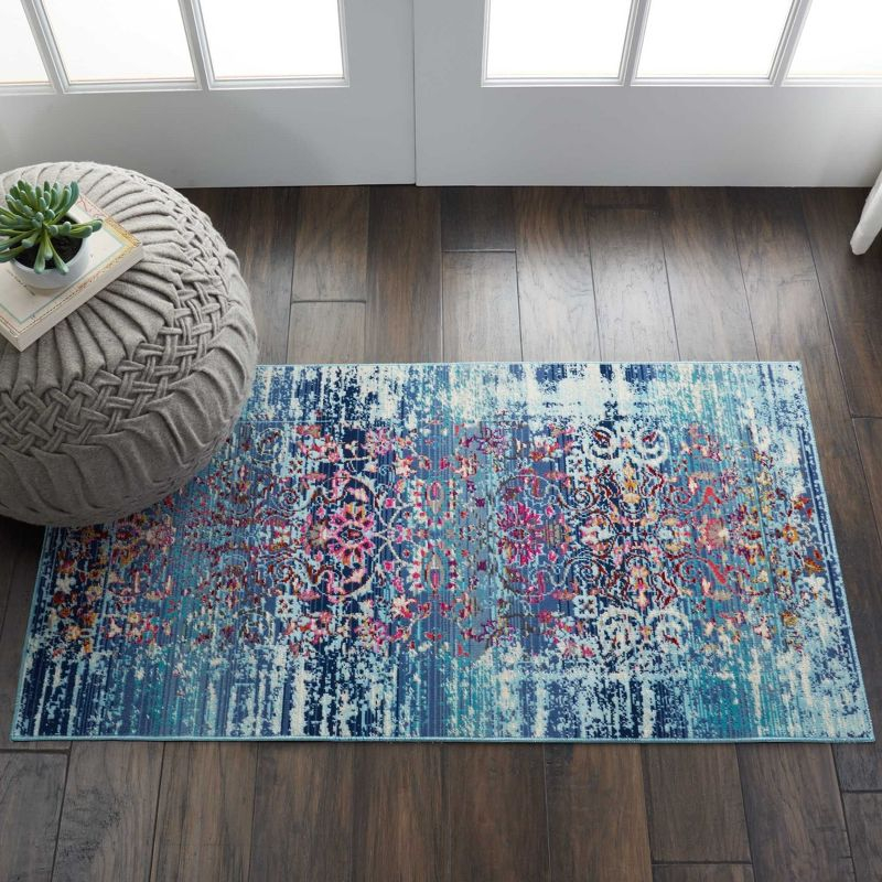 Nourison Vintage Kashan VKA02 Blue/White/Orange Indoor Area Rug - 2' x 4'