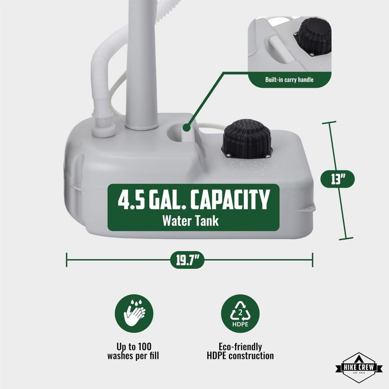 Hike Crew Portable Sink & Waste Tank, Portable Hand Washing Station W/4.5 Gal Capacity & 10 Gal Tank