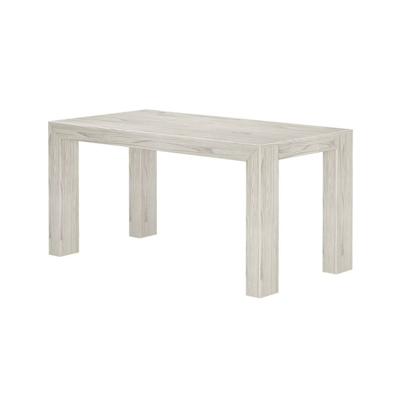 Plank+Beam 60" Modern Dining Table for 4, Solid Wood Rectangular Kitchen Table, White Wirebrush
