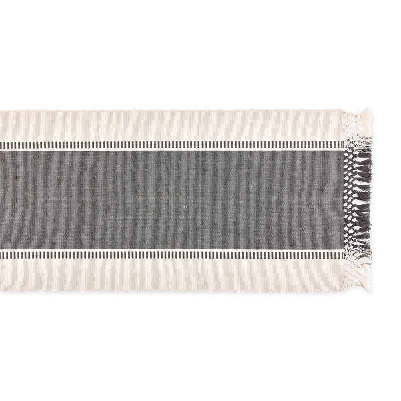 Design Imports  Ribbed Dobby Stripe Table Runner, Mineral Gray, 13X108"